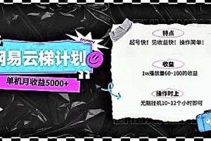(10389期)2024网易云云梯计划 单机日300+ 无脑月入5000+