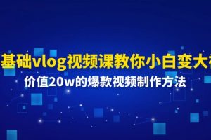 (11517期)0基础vlog视频课教你小白变大神:价值20w的爆款视频制作方法