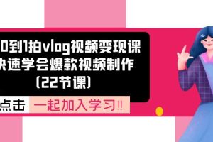 (11519期)从0到1拍vlog视频变现课:快速学会爆款视频制作(22节课)