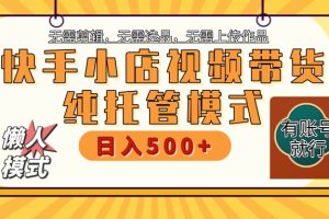快手小店全程托管 二八分成  最低每月躺赚3000+