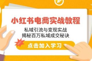 （14215期）小红书电商实战教程：私域引流与变现实战，揭秘百万私域成交秘诀