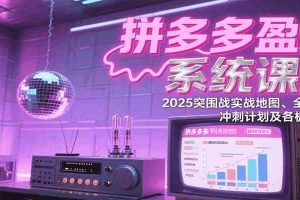 拼多多盈利系统课：2025突围战实战地图、全新玩法、冲刺计划及各板块技巧（更新9月）