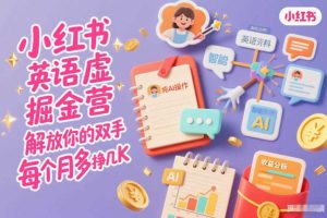小红书英语虚拟资料掘金营，纯AI操作，解放你的双手，每个月多挣几K