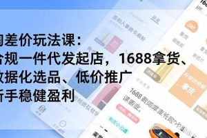 （16854期）淘差价玩法课：合规一件代发起店，1688拿货、数据化选品、低价推广，新手稳健盈利(更新12月)