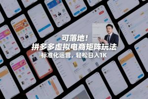 可落地！拼多多虚拟电商矩阵玩法，标准化运营，轻松日入1K+【揭秘】