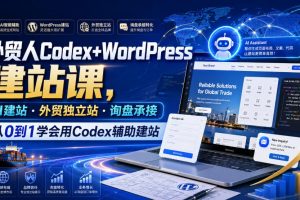 外贸人Codex+WordPress建站课，AI建站·外贸独立站·询盘承接，从0到1学会用Codex辅助建站（更新0810）