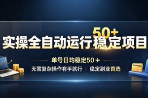 实操全自动运行稳定项目，单号日均稳定50＋，无需复杂操作有手就行，稳定副业首选【揭秘】