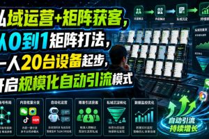 私域运营+矩阵获客，从0到1矩阵打法，一人20台设备起步，开启规模化自动引流模式！