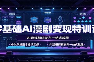 零基础AI漫剧变现特训营：小说改编剧本分镜实操，AI建模剪辑发布一站式教程