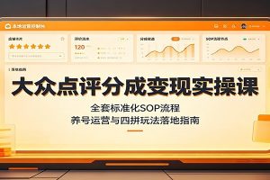 大众点评分成变现实操课：全套标准化SOP流程，养号运营与四拼玩法落地指南