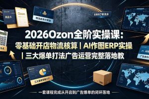 （19400期）2026Ozon全阶实操课：零基础开店物流核算｜AI作图ERP实操｜三大爆单打法广告运营完整落地教程