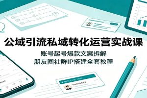 公域引流私域转化运营实战课：账号起号爆款文案拆解，朋友圈社群IP搭建全套教程