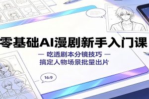零基础AI漫剧新手入门课：吃透剧本分镜技巧，搞定人物场景批量出片