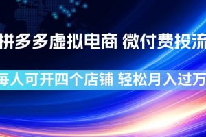 拼多多虚拟电商，微付费投流玩法，每人可开四个店，轻松月入过1W【揭秘】
