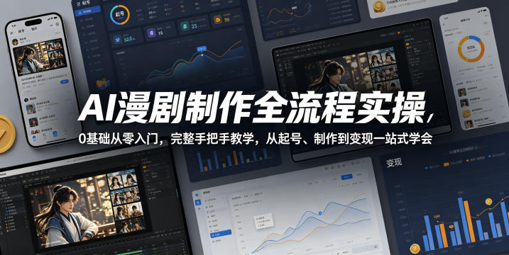 AI漫剧制作全流程实操，0基础从零入门，完整手把手教学，从起号、制作到变现一站式学会（更新）