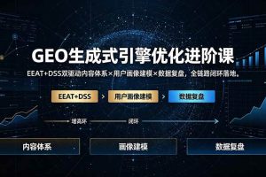 （19269期）GEO生成式引擎优化进阶课：EEAT+DSS双驱动内容体系×用户画像建模×数据复盘，全链路闭环落地