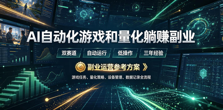 AI自动化游戏和量化躺賺副业:日入几张,稳定运行三年的项目!【揭秘】
