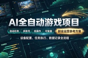 AI全自动游戏躺賺副业：日入几百，稳定运行三年的项目！【揭秘】