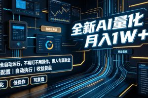 全新AI量化月入1W+，全天全自动运行，不用盯不用操作，懒人专属副业！【揭秘】