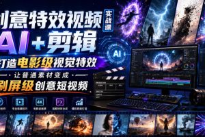 创意特效视频实战课，AI+剪辑打造电影级视觉特效，让普通素材变成刷屏级创意短视频