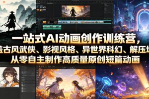 一站式AI动画创作训练营，涵盖古风武侠、影视风格、异世界科幻、解压场景，从零自主制作高质量原创短篇动画（更新）
