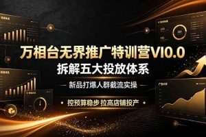 （19184期）万相台无界推广特训营VI0.0，拆解五大投放体系，新品打爆人群截流实操，控预算稳步拉高店铺投产