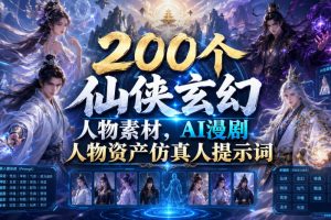200个仙侠玄幻人物素材，AI漫剧人物资产仿真人提示词