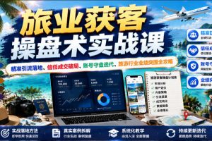 旅业获客操盘术实战课｜精准引流落地、信任成交破局、账号守盘迭代、旅游行业业绩突围全攻略