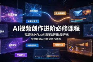 （19159期）AI视频创作进阶必修课程：零基础小白从创意策划到批量产出，完整跑通AI视频全创作链路