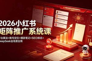 （19129期）2026小红书矩阵推广系统课：平台算法+账号定位+爆款笔记+SEO排名+DeepSeek全场景应用