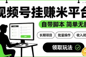 最新视频号挂G賺米平台，自带脚本，长期能做，简单无脑【揭秘】