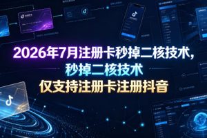 2026年7月注册卡秒掉二核技术，仅支持注册卡注册抖音