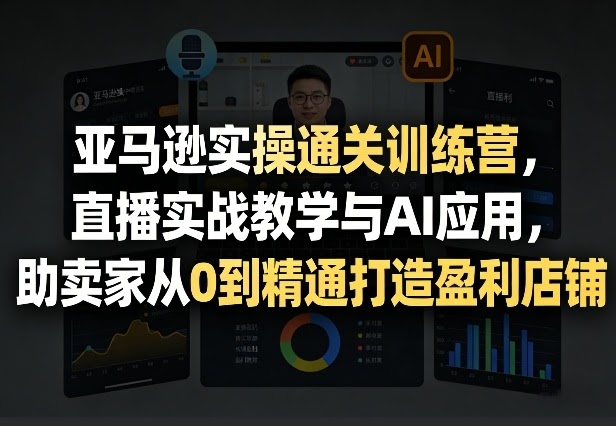 亚马逊实操通关训练营，直播实战教学与AI应用，助卖家从0到精通打造盈利店铺（更新7月3日）
