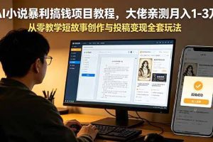（18898期）AI小说暴利搞钱项目教程，大佬亲测月入1-3万，从零教学短故事创作与投稿变现全套玩法