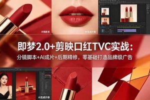 （18729期）即梦2.0+剪映口红TVC实战：分镜脚本+AI成片+后期精修，零基础打造品牌级广告