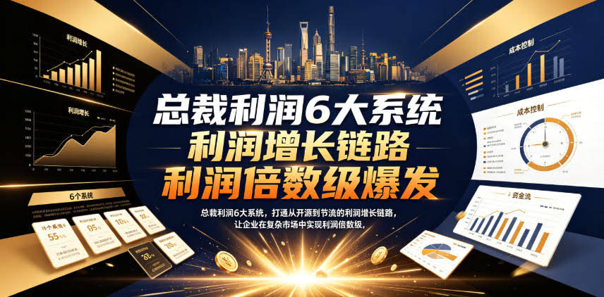 总裁利润6大系统,打通从开源到节流的利润增长链路,让企业在复杂市场中实现利润倍数级爆发