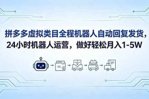 （18715期）拼多多虚拟类目全程机器人自动回复发货，24 小时机器人运营，做好轻松月入 1-5W