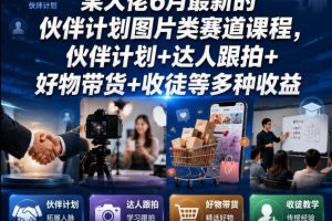 某大佬6月最新的伙伴计划图片类赛道课程，伙伴计划+达人跟拍+好物带货+收徒等多种收益