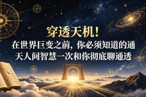 付费文章：穿透天机！在世界巨变之前，你必须知道的通天人间智慧一次和你彻底聊通透