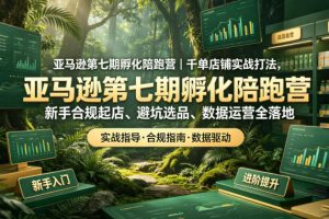 亚马逊第七期孵化陪跑营｜千单店铺实战打法，新手合规起店、避坑选品、数据运营全落地（更新0625）