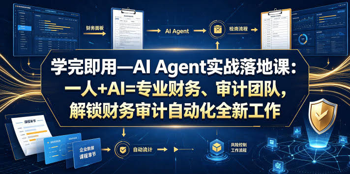 学完即用—AI Agent实战落地课:一人+AI=专业财务、审计团队,解锁财务审计自动化全新工作模式