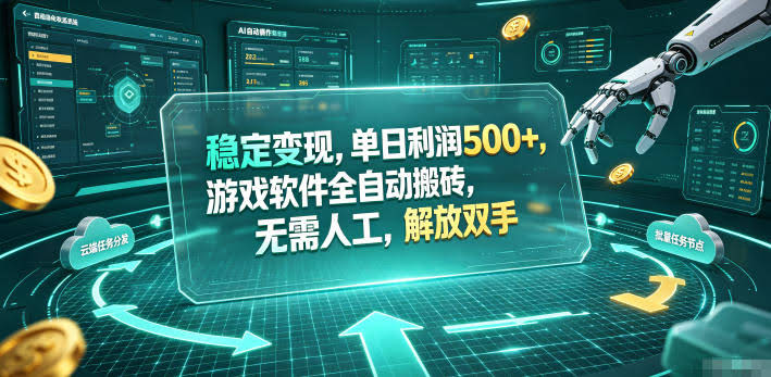 稳定变现,单日利润500+,游戏软件全自动搬砖,无需人工,解放双手【揭秘】