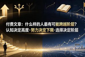 付费文章：什么样的人最有可能跨越阶层？认知决定高度·努力决定下限·选择决定阶层