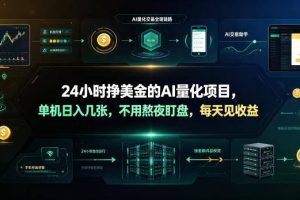 24小时挣美金的AI量化项目，单机日入几十美刀，不用熬夜盯盘，每天见收益【揭秘】