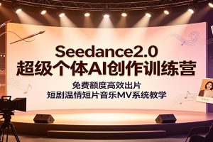 Seedance2.0超级个体AI创作训练营：免费额度高效出片，短剧温情短片音乐MV系统教学