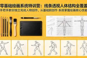 （18615期）零基础绘画系统特训营：线条透视人体结构全覆盖，手把手教你独立完成人物创作