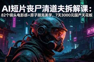 （18649期）AI短片《丧尸清道夫》拆解课：82个镜头电影感+原子朋克美学，7天3000元国产天花板