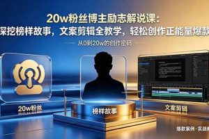 （18648期）20w粉丝博主励志解说课：深挖榜样故事，文案剪辑全教学，轻松创作正能量爆款