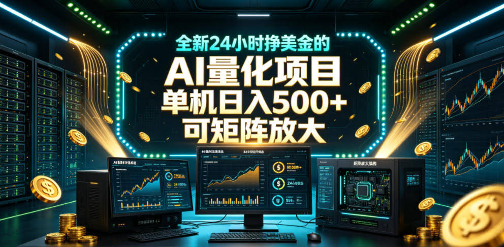 全新24小时挣美金的AI量化项目,单机日入500+,每天见收益,可矩阵放大【揭秘】