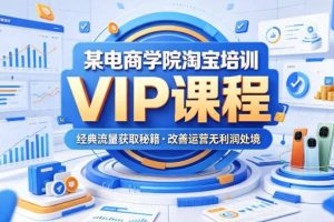 某电商学院淘宝培训VIP课程，各种经典有用的流量获取秘籍，改善运营产品没利润的处境（2026年6月）